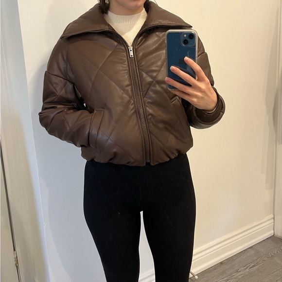 Faux Leather Bomber Jacket - Picture 4 of 4